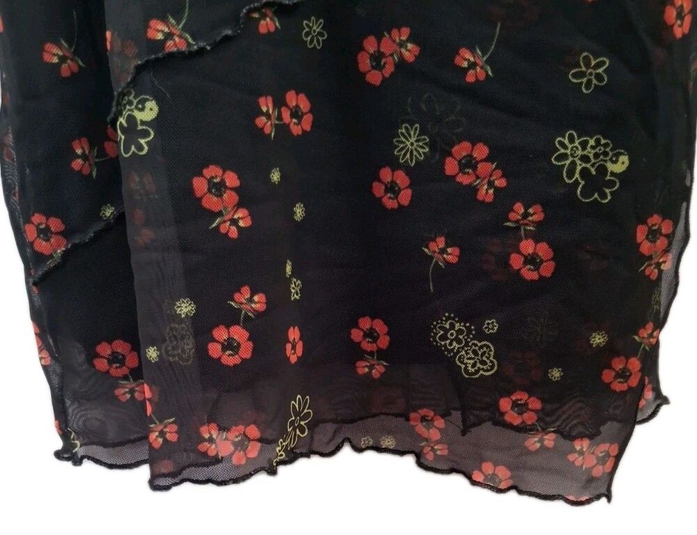 Urban Outfitters Bright Side Lace Up Mini Dress Black Floral Print M Dark Fairy - Picture 12 of 16